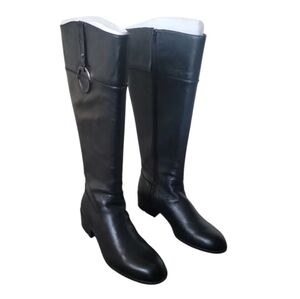 Alfani Women Black Faux Leather Knee-High Riding Boots Size 10W